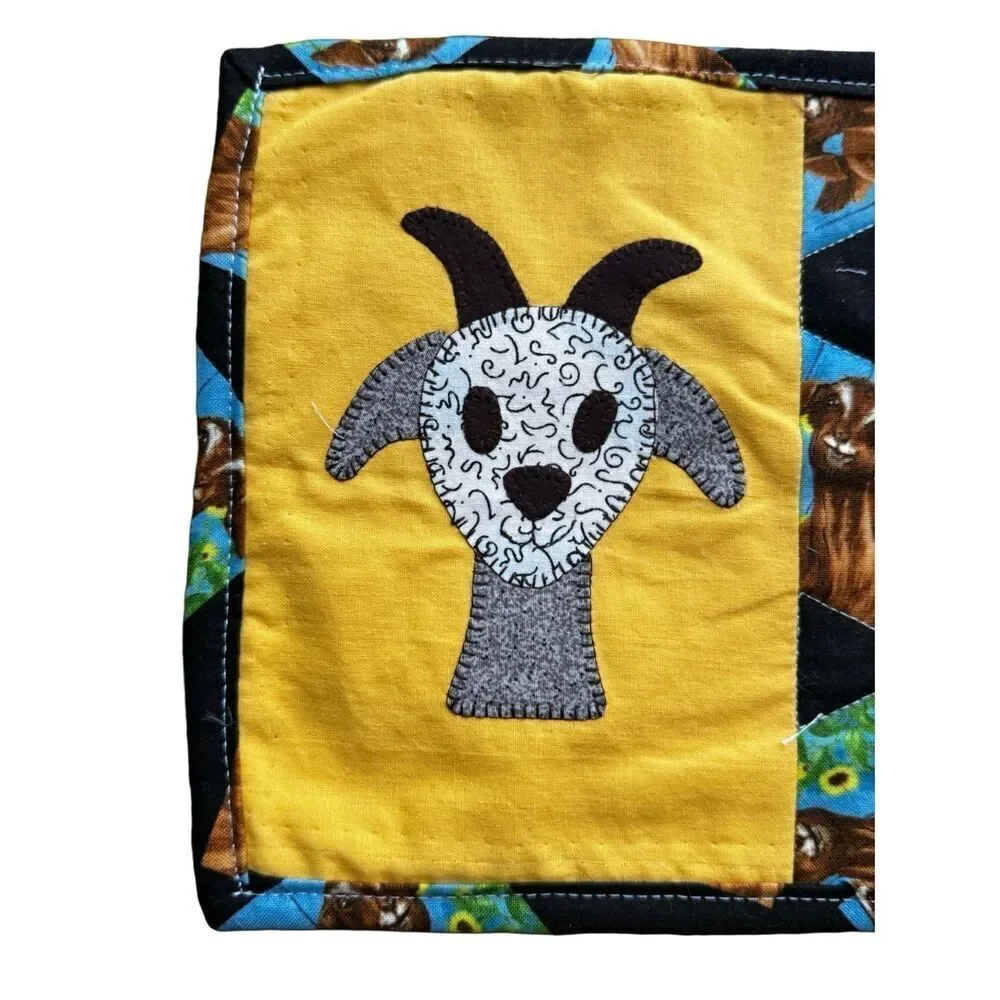 Adorable Handmade Embriodered Kitchen Trivets Goats Farm Country‎